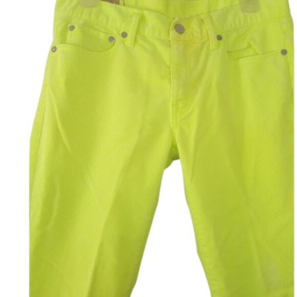 Polo Ralph Lauren Womens Tompkins Skinny Crop Corded Jeans in Neon Green 28 - Picture 2 of 4
